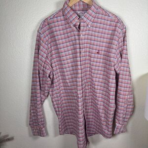 Brooks Brother Checked Multicolor Oxford Button Down Shirt Size L Preppy